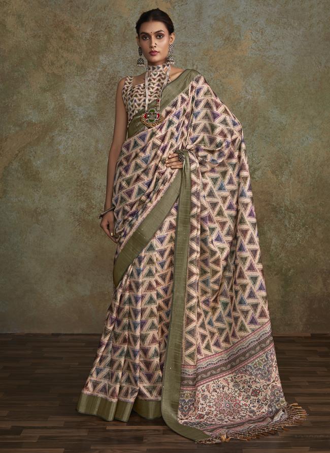 Pure Handloom Brown Traditional Wear Digital Print Saree